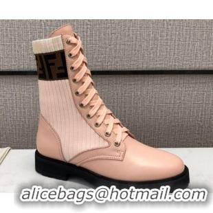 Classic Fendi Knit Sock Ankle Boots Pink 82807