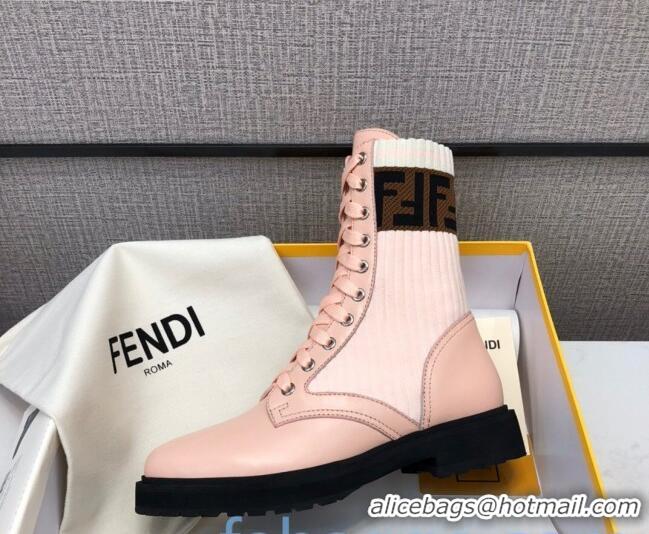 Classic Fendi Knit Sock Ankle Boots Pink 82807