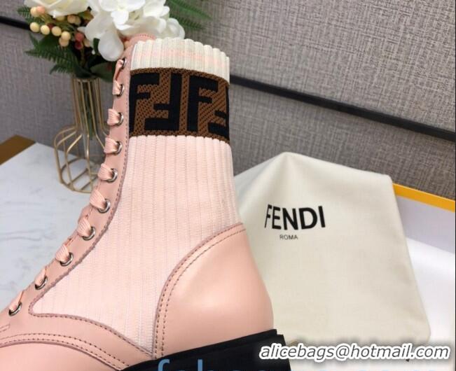 Classic Fendi Knit Sock Ankle Boots Pink 82807