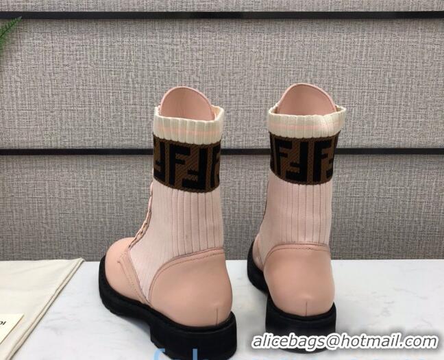 Classic Fendi Knit Sock Ankle Boots Pink 82807