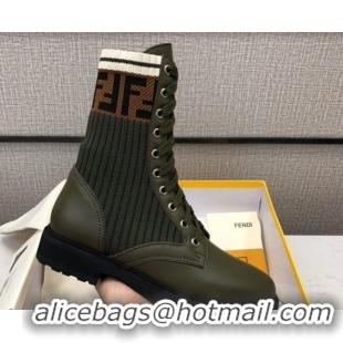 Perfect Fendi Knit Sock Ankle Boots Green 82808