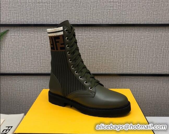 Perfect Fendi Knit Sock Ankle Boots Green 82808