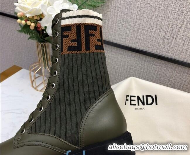 Perfect Fendi Knit Sock Ankle Boots Green 82808