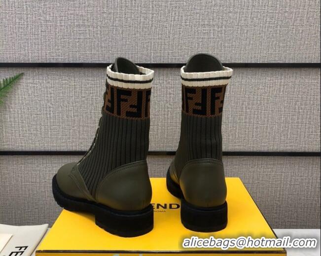 Perfect Fendi Knit Sock Ankle Boots Green 82808