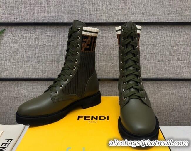 Perfect Fendi Knit Sock Ankle Boots Green 82808