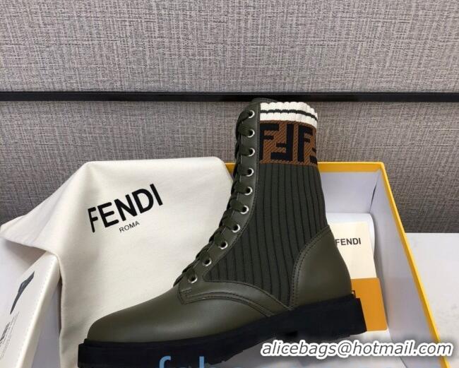 Perfect Fendi Knit Sock Ankle Boots Green 82808