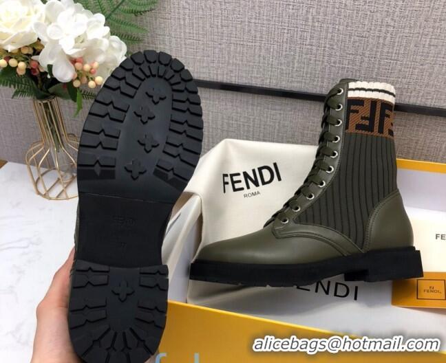 Perfect Fendi Knit Sock Ankle Boots Green 82808