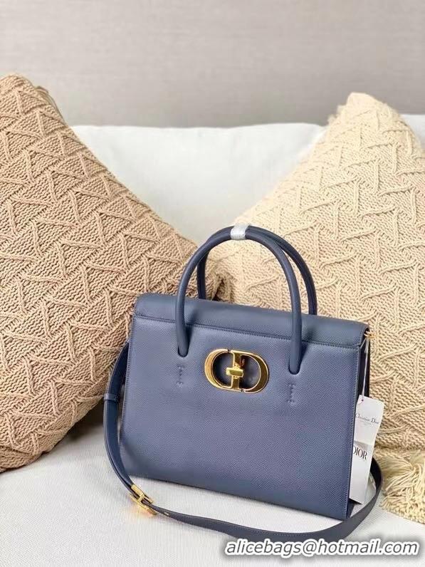 Top Quality DIOR MEDIUM ST HONORE TOTE Grained Calfskin M9321UMBA blue