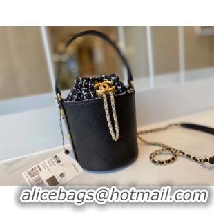 Best Price Chanel Drawstring Sheepskin bag AS1478 black