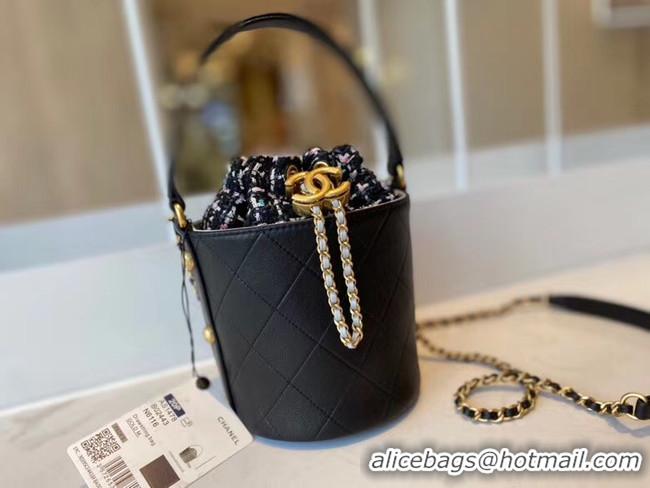 Best Price Chanel Drawstring Sheepskin bag AS1478 black