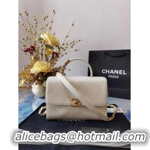 Top Quality Chanel small tote bag Sheepskin & Gold-Tone Metal AS2059 white