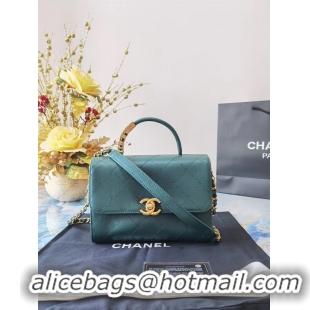 Unique Style Chanel small tote bag Sheepskin & Gold-Tone Metal AS2059 green