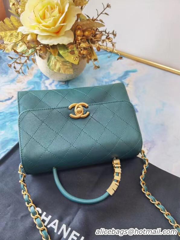 Unique Style Chanel small tote bag Sheepskin & Gold-Tone Metal AS2059 green