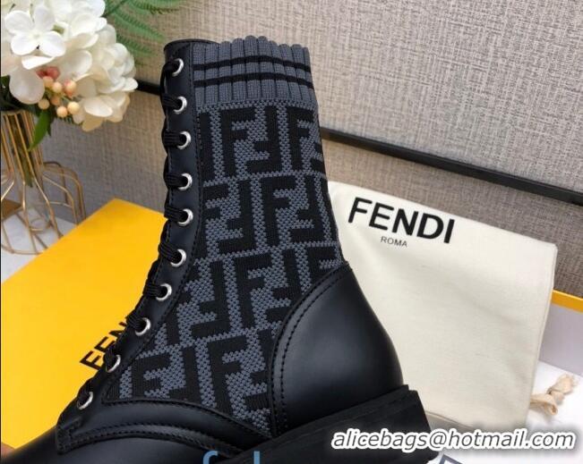 Best Price Fendi Knit Sock Ankle Boots 82808 Grey/Black