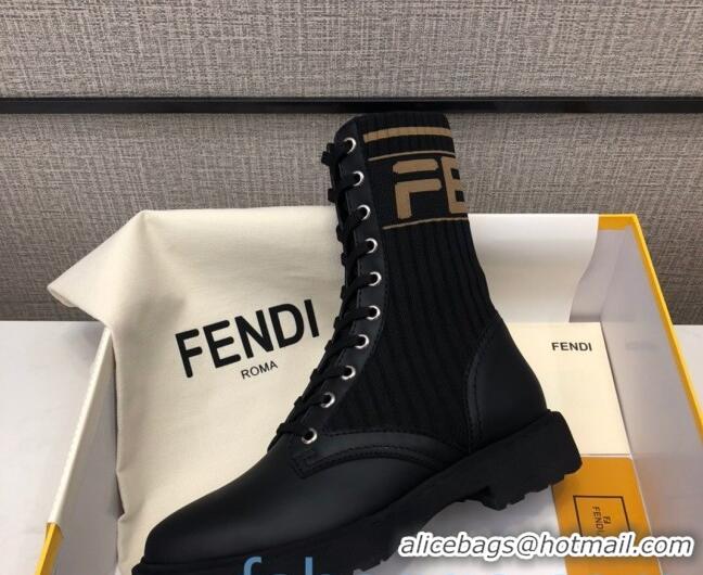 Grade Quality Fendi FF Knit Sock Ankle Boots Brown/Black 82810