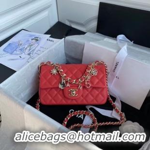 Luxury Cheap Chanel flap bag Lambskin & Gold-Tone Metal AS2326 red