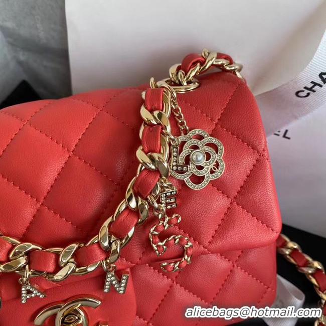 Luxury Cheap Chanel flap bag Lambskin & Gold-Tone Metal AS2326 red