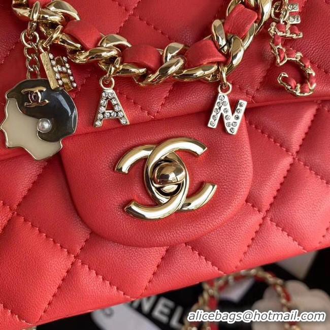 Luxury Cheap Chanel flap bag Lambskin & Gold-Tone Metal AS2326 red