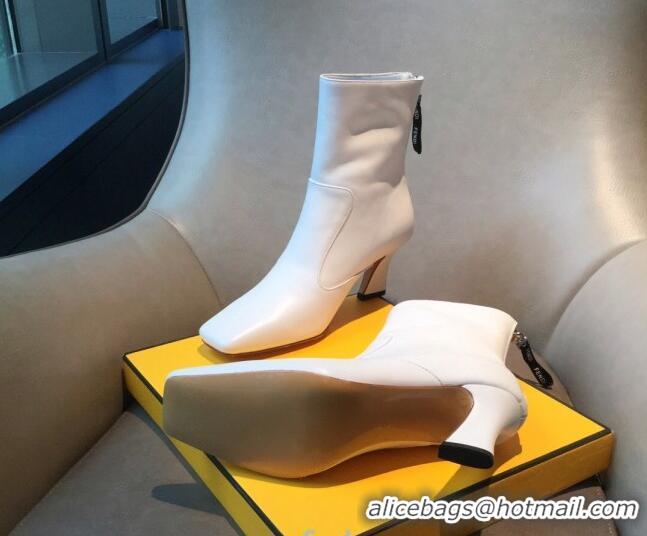 Best Product Fendi Calfskin Heel Short Boot with Black Zip Back 10225 White