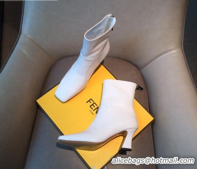 Best Product Fendi Calfskin Heel Short Boot with Black Zip Back 10225 White