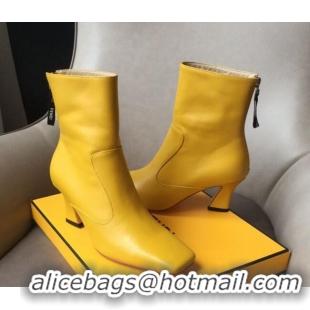 Luxury Cheap Fendi Calfskin Heel Short Boot with Black Zip Back 10225 Yellow