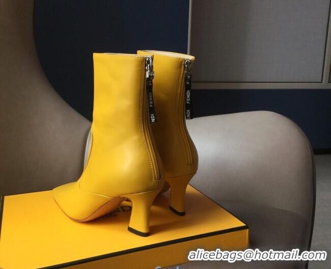 Luxury Cheap Fendi Calfskin Heel Short Boot with Black Zip Back 10225 Yellow