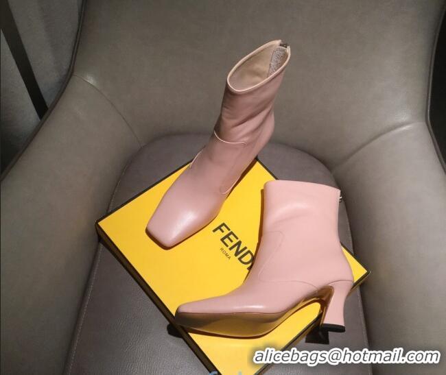 Good Taste Fendi Calfskin Heel Short Boot with Black Zip Back 10225 Pink