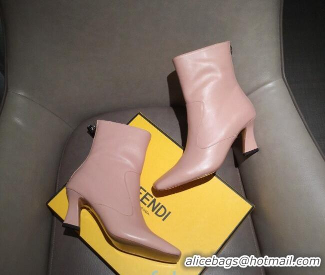 Good Taste Fendi Calfskin Heel Short Boot with Black Zip Back 10225 Pink