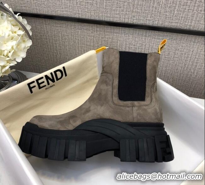 Best Price Fendi Suede Platform Short Boots 120401 Grey