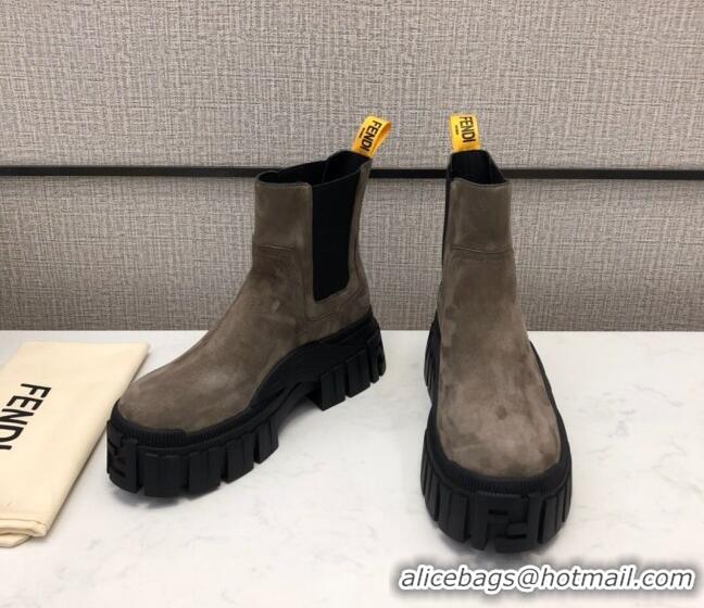 Best Price Fendi Suede Platform Short Boots 120401 Grey