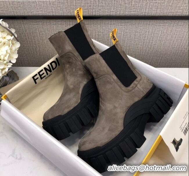 Best Price Fendi Suede Platform Short Boots 120401 Grey