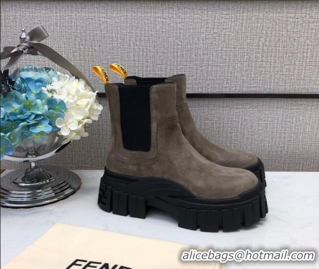 Best Price Fendi Suede Platform Short Boots 120401 Grey