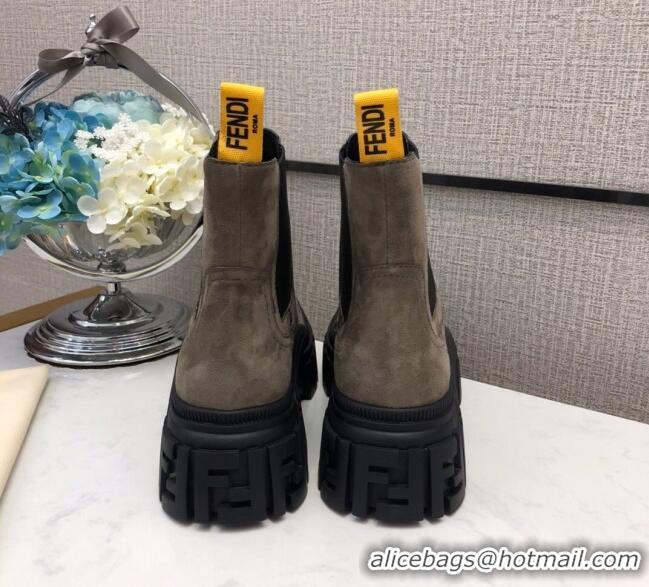 Best Price Fendi Suede Platform Short Boots 120401 Grey