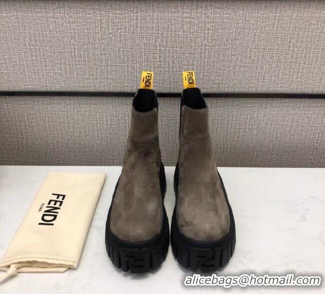 Best Price Fendi Suede Platform Short Boots 120401 Grey