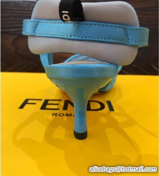 Lower Price Fendi Colibri Slingback in Blue Tulle and Satin Mesh 55mm 22116