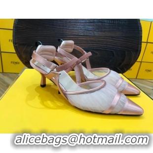 Reasonable Price Fendi Colibri Slingback in Pink Tulle and Satin Mesh 55mm 22120