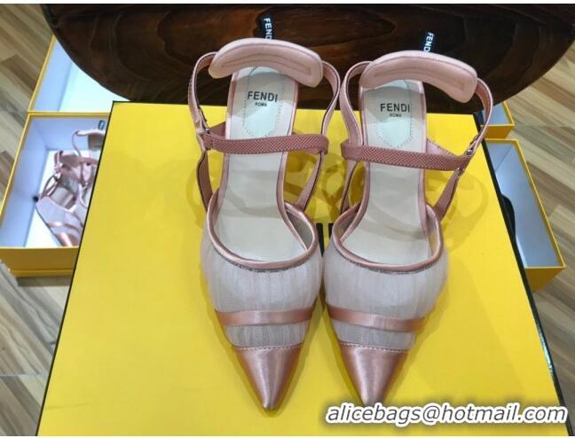 Reasonable Price Fendi Colibri Slingback in Pink Tulle and Satin Mesh 55mm 22120