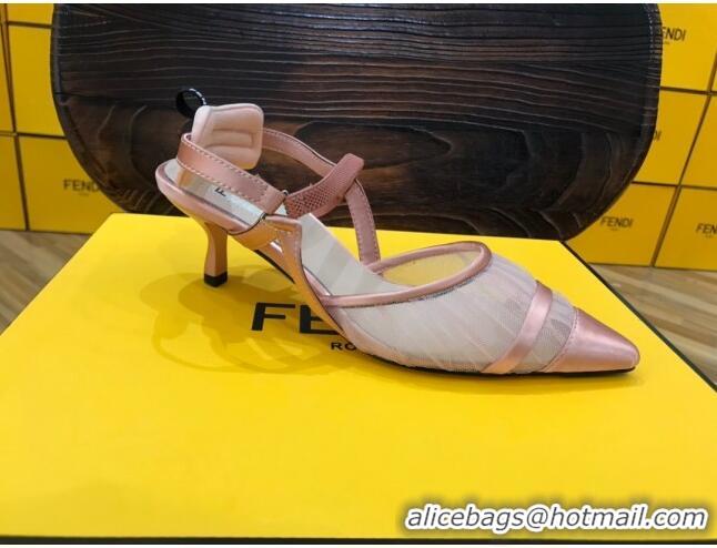 Reasonable Price Fendi Colibri Slingback in Pink Tulle and Satin Mesh 55mm 22120