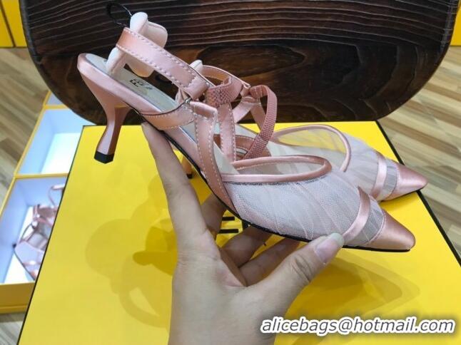 Reasonable Price Fendi Colibri Slingback in Pink Tulle and Satin Mesh 55mm 22120