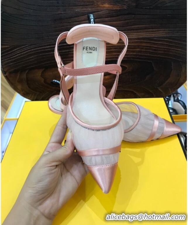 Reasonable Price Fendi Colibri Slingback in Pink Tulle and Satin Mesh 55mm 22120