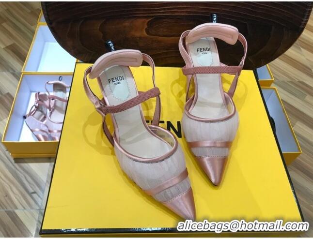 Reasonable Price Fendi Colibri Slingback in Pink Tulle and Satin Mesh 55mm 22120