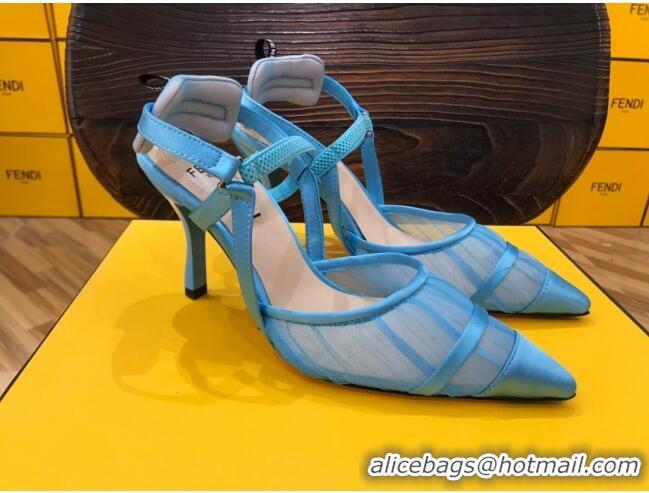 Grade Design Fendi Colibri Slingback in Blue Tulle and Satin Mesh 85mm 22121