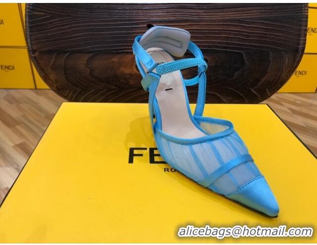 Grade Design Fendi Colibri Slingback in Blue Tulle and Satin Mesh 85mm 22121