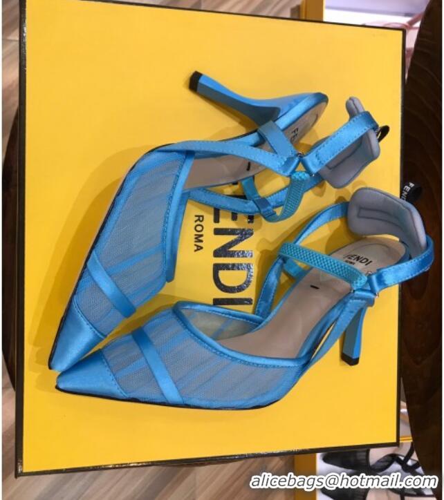 Grade Design Fendi Colibri Slingback in Blue Tulle and Satin Mesh 85mm 22121