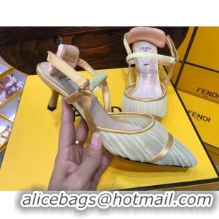 Perfect Fendi Colibri Strap Slingback in Champagne Gold Tulle Mesh 122128