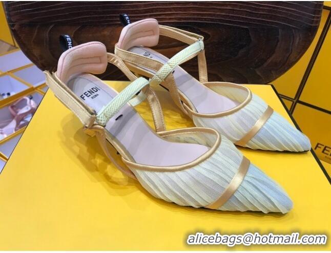 Perfect Fendi Colibri Strap Slingback in Champagne Gold Tulle Mesh 122128