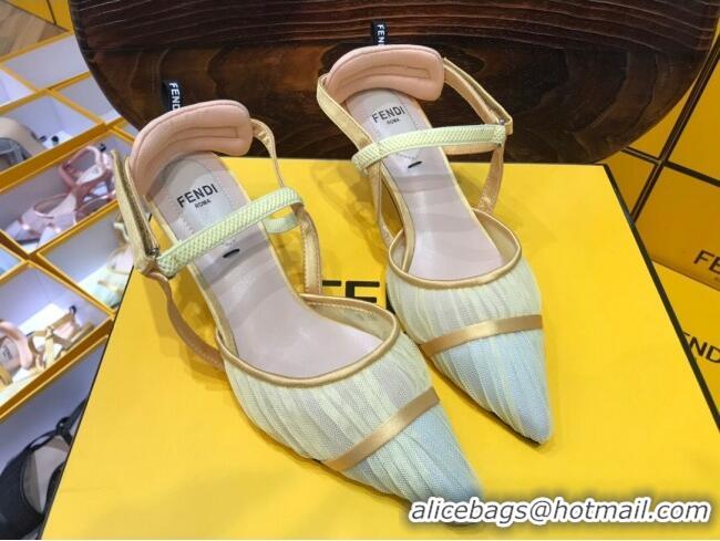 Perfect Fendi Colibri Strap Slingback in Champagne Gold Tulle Mesh 122128