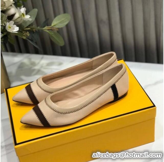 Best Product Fendi Colibri Fabric Flat Ballerinas Nude 122138