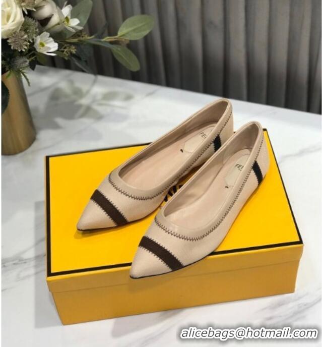 Best Product Fendi Colibri Fabric Flat Ballerinas Nude 122138