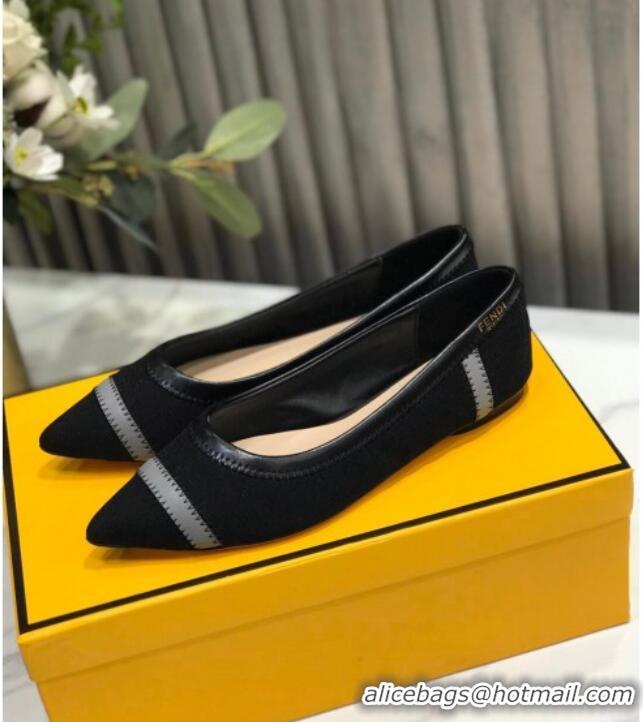 Best Product Fendi Colibri Fabric Flat Ballerinas Black 122141